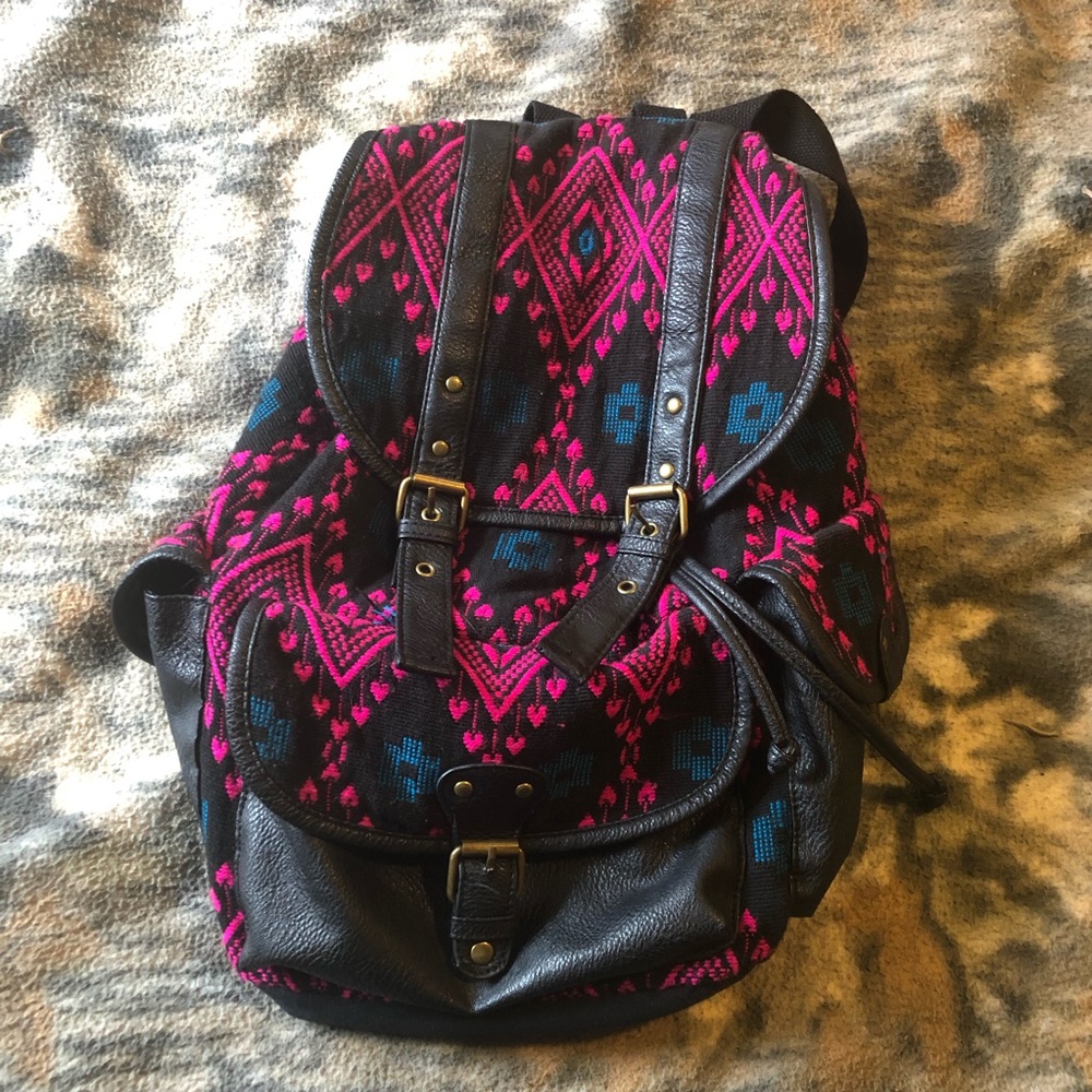Mossimo Supply Co. Pink and Blue Patterned Backpack